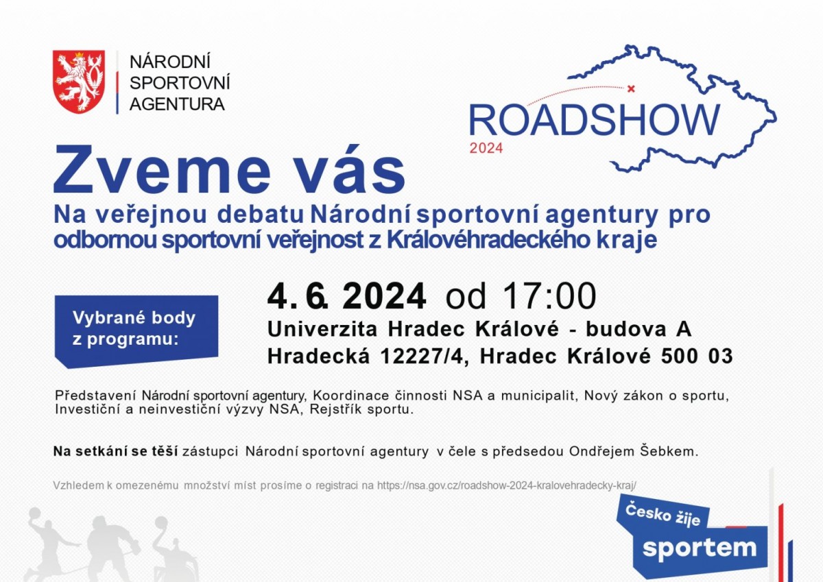 ROADSHOW NÁRODNÍ SPORTOVNÍ AGENTURY V HRADCI KRÁLOVÉ!